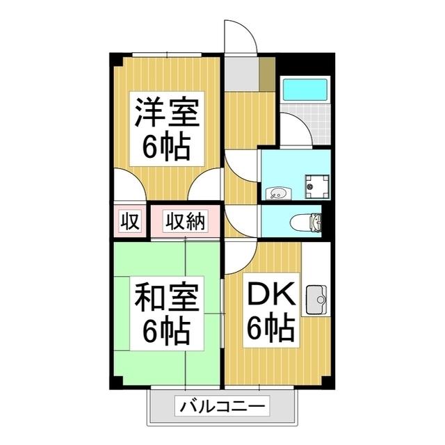 サープラスTWO梨花(2DK/1階)の間取り写真