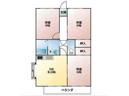 サリール立野(3DK/2階)の間取り写真