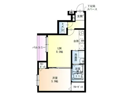 フジパレス尼崎塚口(1LDK/3階)の間取り写真