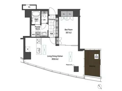 スカイハウス浜離宮(1LDK/18階)の間取り写真