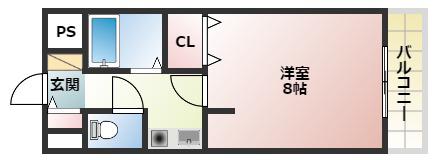 エスポワール大津和(1K/2階)の間取り写真