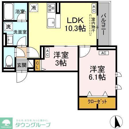 セレスティア徳丸 A(2LDK/3階)の間取り写真