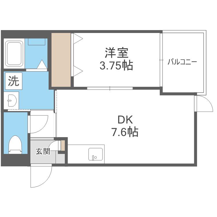 LOTS二日市(1DK/1階)の間取り写真
