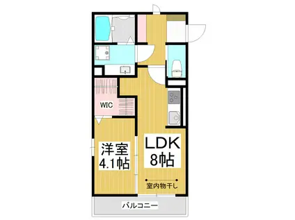 コンフォーティア中御所 B棟(1LDK/1階)の間取り写真