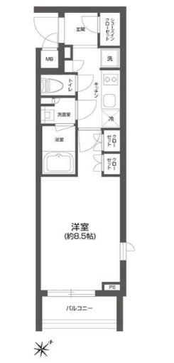 GRAN PASEO 四谷若葉(1K/2階)の間取り写真