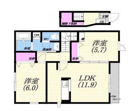 ドミール2002(2LDK/2階)の間取り写真