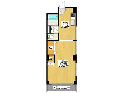 澤柳マンション(1DK/2階)の間取り写真