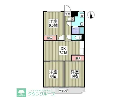 風見鶏グランドハイツII(3DK/2階)の間取り写真