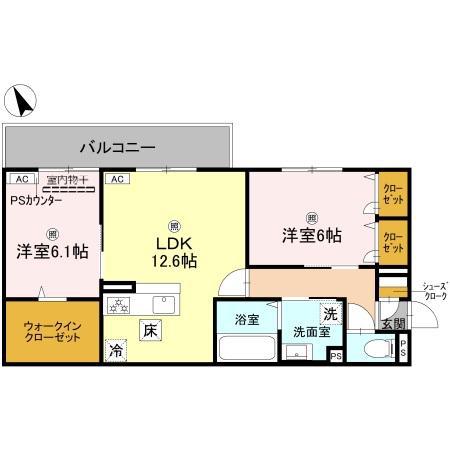 GIGLIATO(2LDK/1階)の間取り写真