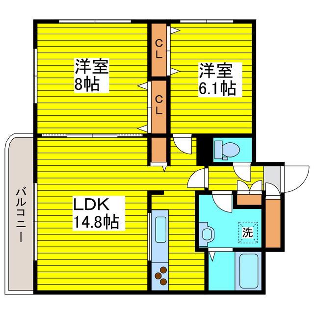 エスペランサ(2LDK/4階)の間取り写真