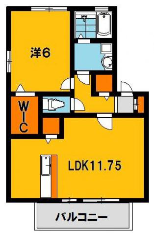 プレフェリートA棟(1LDK/2階)の間取り写真