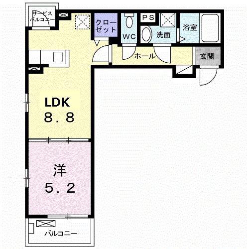 コンフォール(1LDK/2階)の間取り写真