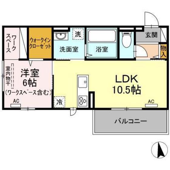 ハムステッドガーデン(1LDK/2階)の間取り写真