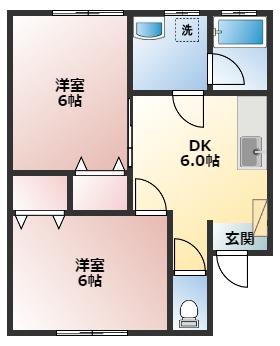エスペランサオオイシ A(2DK/1階)の間取り写真