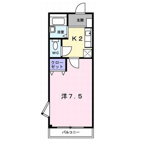 ビタミンテラス枝吉(1K/2階)の間取り写真