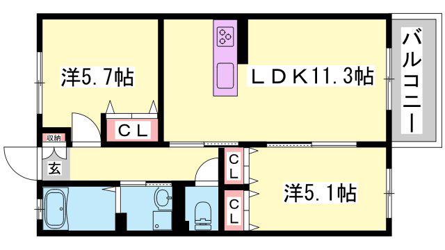 ローザンコート(2LDK/1階)の間取り写真