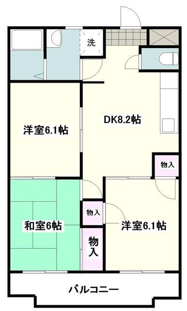 ラークハイツ座間(3DK/4階)の間取り写真