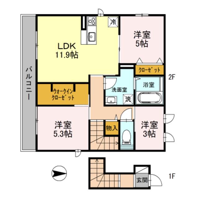 リヴェール(3LDK/2階)の間取り写真
