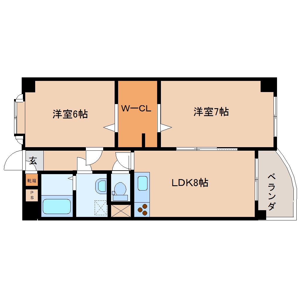 エスパイン大宮(2LDK/3階)の間取り写真