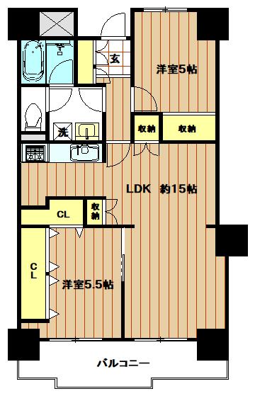 ダイアパレス八尾本町(2LDK/4階)の間取り写真