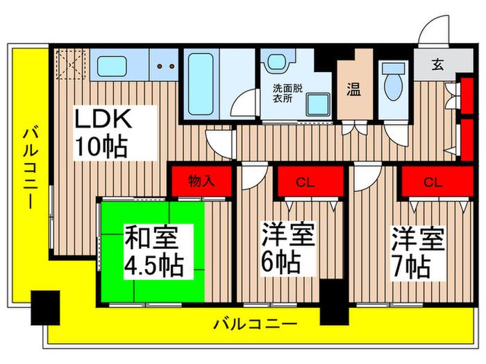 オーシャンビュー壱番館(3LDK/12階)の間取り写真