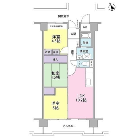 サニーコットン住之江(3LDK/3階)の間取り写真