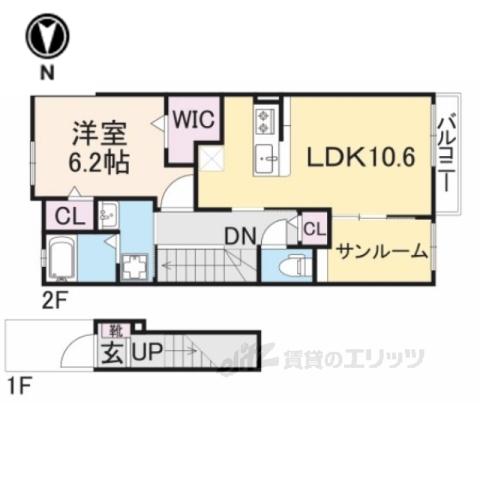 アルカンシエル・ベル2(1LDK/2階)の間取り写真