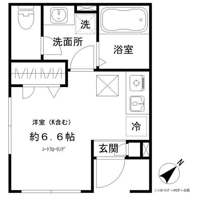 クレール上目黒(ワンルーム/1階)の間取り写真