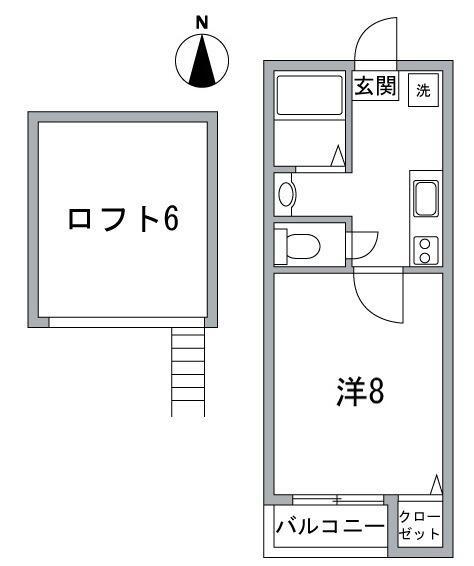 グリーンフォレスト(1K/2階)の間取り写真