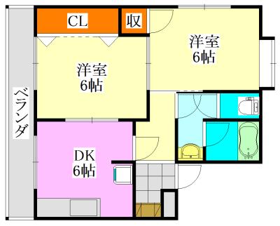 第2仲村マンション(2DK/3階)の間取り写真