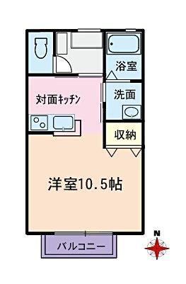 プロミネンス(ワンルーム/1階)の間取り写真