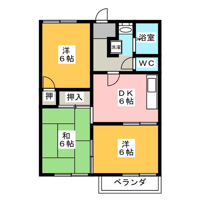 メゾンミツムロE(3DK/2階)の間取り写真