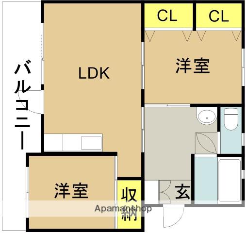 ユウネクスト小松(2LDK/4階)の間取り写真