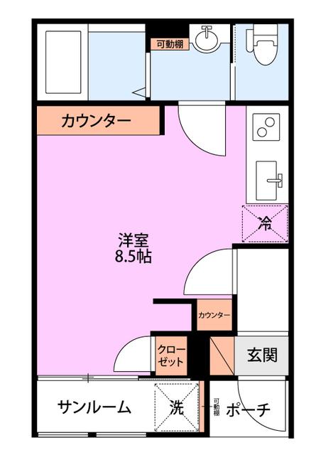 COMMON 2ND KAMITOKORO A棟(ワンルーム/1階)の間取り写真