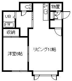 ソニア秋月(1LDK/1階)の間取り写真