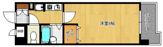 ライオンズマンション皇后崎公園(1K/5階)の間取り写真