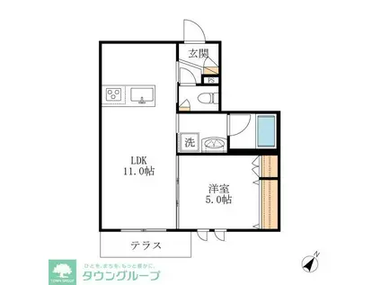 セレニティー本山(1LDK/1階)の間取り写真