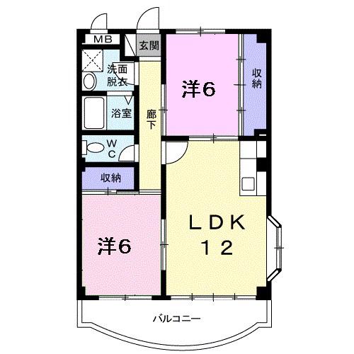 スリーズマンション(2LDK/2階)の間取り写真