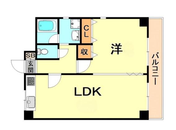 ワコーレ甲南(1LDK/6階)の間取り写真