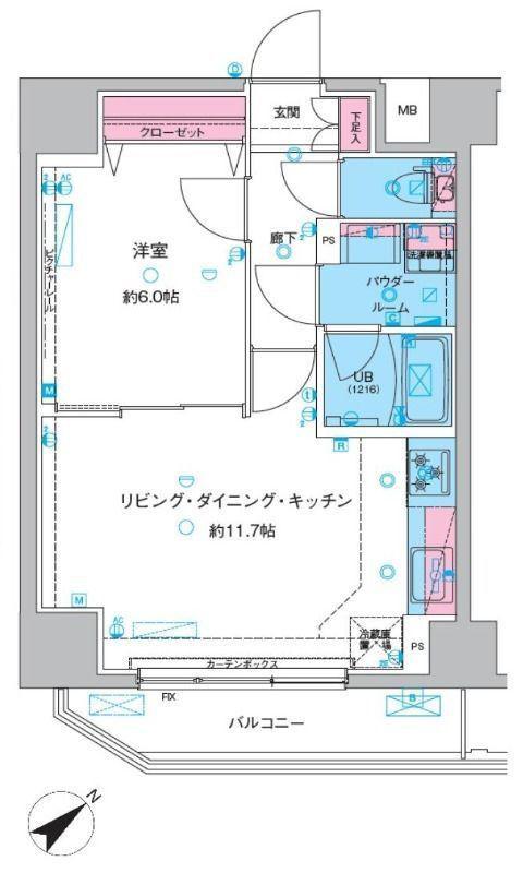 ジェノヴィア三ノ輪IIIスカイガーデン(1LDK/3階)の間取り写真
