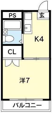 住吉ビューハイツ(1DK/2階)の間取り写真