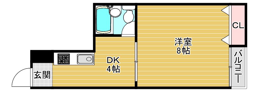 ロゼコート(1DK/4階)の間取り写真