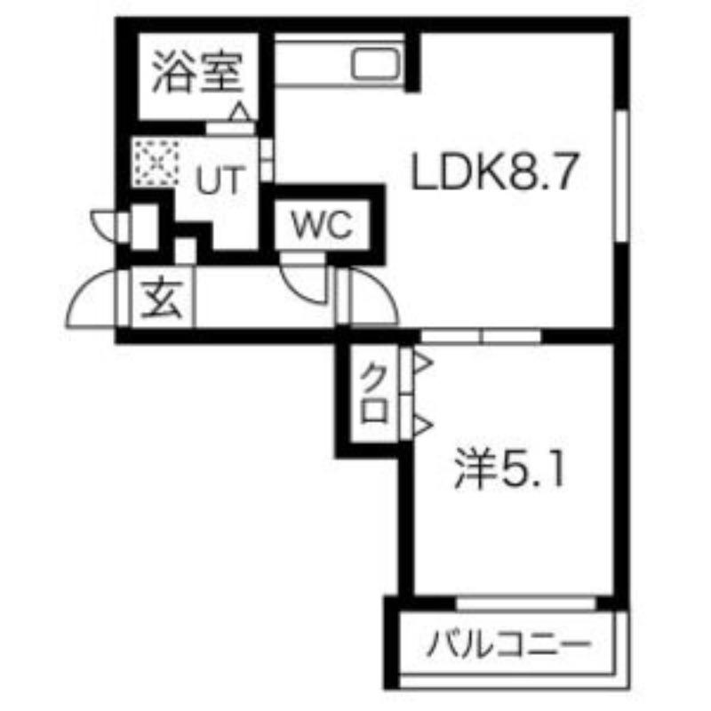 パークコート平岸(1LDK/1階)の間取り写真