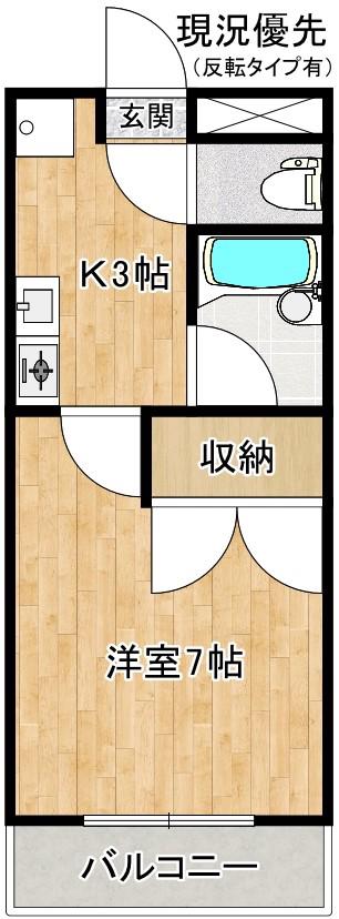 プチメゾン上乃木(1K/2階)の間取り写真