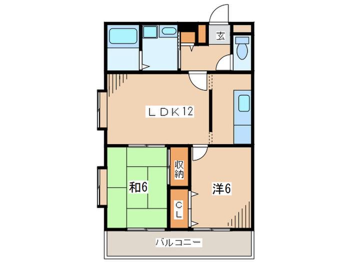 I..Sレイクヒルズ(2LDK/1階)の間取り写真