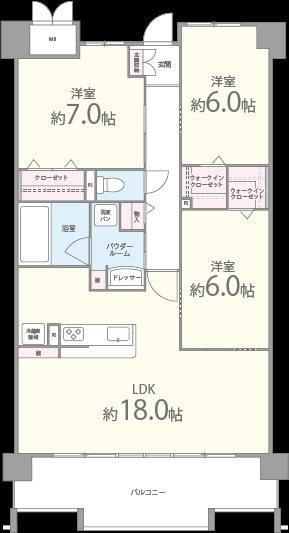 コンフォート優(3LDK/3階)の間取り写真