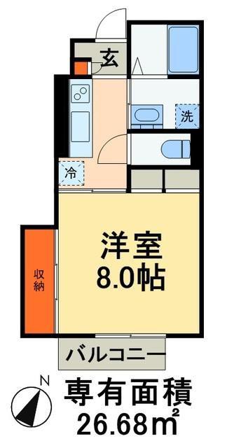 ロワフィーユ(1K/1階)の間取り写真