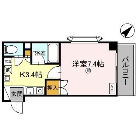 リバーハイツ光陽(1K/4階)の間取り写真