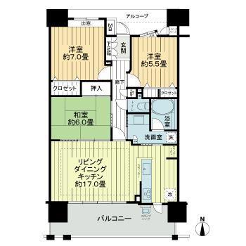 クレアガーデン東雲テラス(3LDK/11階)の間取り写真