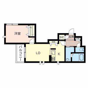プレミアス三左衛門(1LDK/2階)の間取り写真